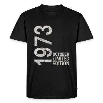 Depuis 1973 Année 1973 Rétro Millésime Octobre 1973 - T-shirt Premium bio Homme - noir - Devant - Nico (187cm)