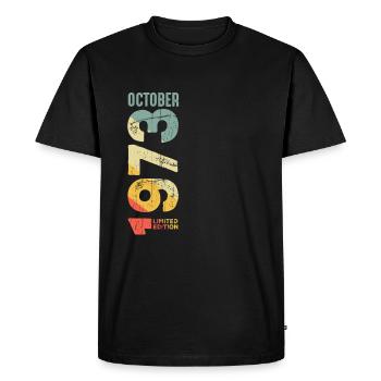 Rétro Octobre 1973 Année 1973 Rétro Millésime 1973 - T-shirt Premium bio Homme - noir - Devant - Nico (187cm)