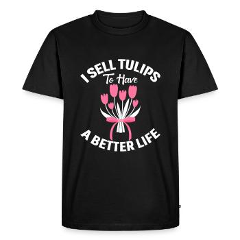 Je vends des tulipes pour avoir une vie meilleure - T-shirt Premium bio Homme - noir - Devant - Nico (187cm)