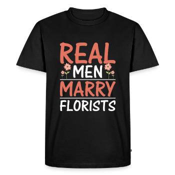 De vrais hommes épousent des fleuristes - T-shirt Premium bio Homme - noir - Devant - Nico (187cm)