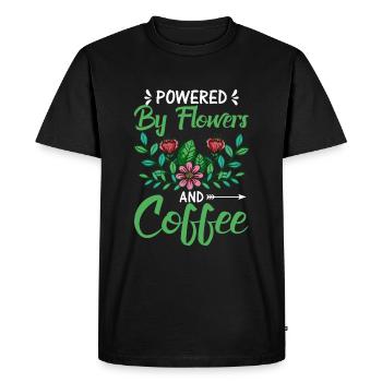 Propulsé par les fleurs et le café - T-shirt Premium bio Homme - noir - Devant - Nico (187cm)