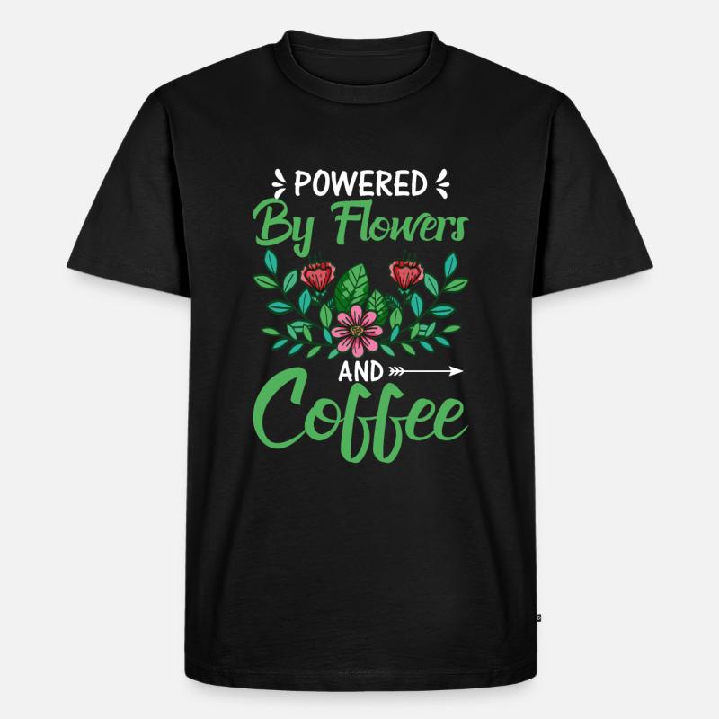 Powered by Blumen Und Kaffee - Männer Premium Bio T-Shirt - Schwarz
