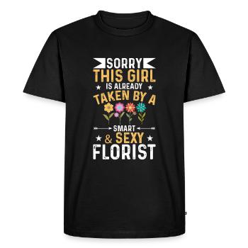Fille est déjà par un fleuriste sexy - T-shirt Premium bio Homme - noir - Devant - Nico (187cm)