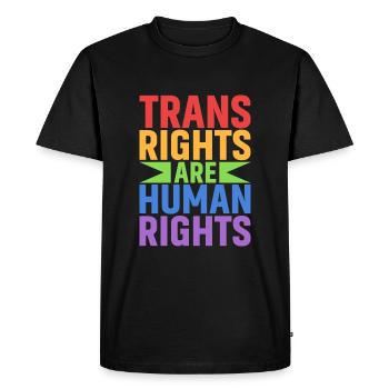 Les droits des personnes trans sont des droits humains - T-shirt Premium bio Homme - noir - Devant - Nico (187cm)