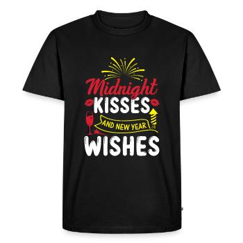 Bisous de minuit et vœux du Nouvel An - T-shirt Premium bio Homme - noir - Devant - Nico (187cm)