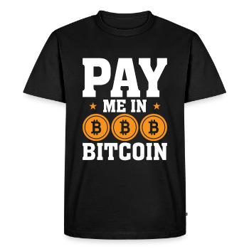 Pay me in Bitcoin - Men's Premium Organic T-Shirt - black - Front - Nico (187cm)