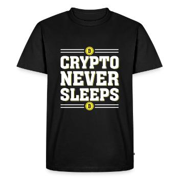 La crypto ne dort jamais - T-shirt Premium bio Homme - noir - Devant - Nico (187cm)