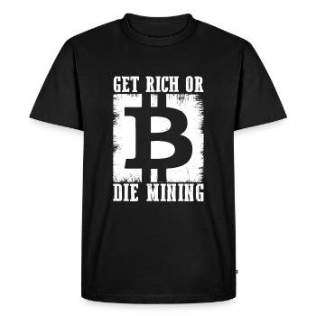 S’enrichir ou meurer en minant - T-shirt Premium bio Homme - noir - Devant - Nico (187cm)