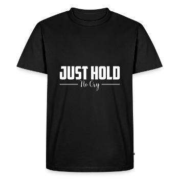 Just hold on, don't cry - Men's Premium Organic T-Shirt - black - Front - Nico (187cm)