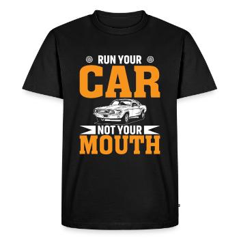 Laissez votre voiture rouler, pas votre bouche - T-shirt Premium bio Homme - noir - Devant - Nico (187cm)
