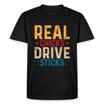 Real Chicks Ride Sticks - Men's Premium Organic T-Shirt - black - Front - Nico (187cm)