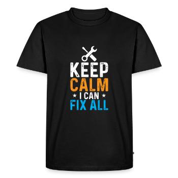Stay calm, I can fix everything - Men's Premium Organic T-Shirt - black - Front - Nico (187cm)