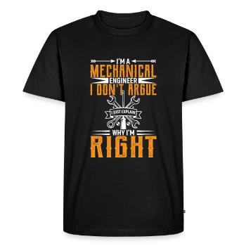 I'm a mechanical engineer, I don't argue - Men's Premium Organic T-Shirt - black - Front - Nico (187cm)