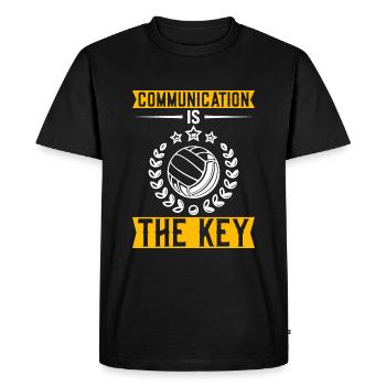 La communication est la clé - T-shirt Premium bio Homme - noir - Devant - Nico (187cm)