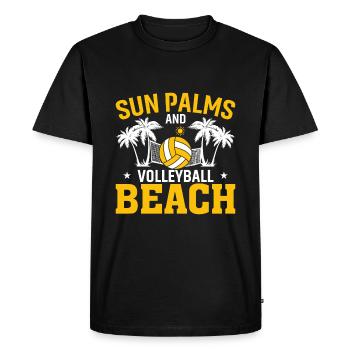Sun, palm trees and volleyball beach - Men's Premium Organic T-Shirt - black - Front - Nico (187cm)