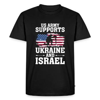 L’armée américaine soutient l’Ukraine et Israël - T-shirt Premium bio Homme - noir - Devant - Nico (187cm)