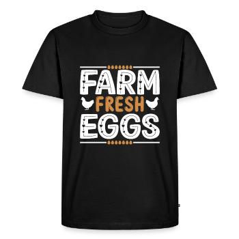 Oeufs frais de la ferme - T-shirt Premium bio Homme - noir - Devant - Nico (187cm)