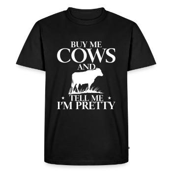 Achetez-moi des vaches et dites-moi que je suis jolie - T-shirt Premium bio Homme - noir - Devant - Nico (187cm)
