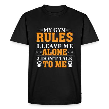 Règles de ma salle de sport 1. Laissez-moi tranquille - T-shirt Premium bio Homme - noir - Devant - Nico (187cm)