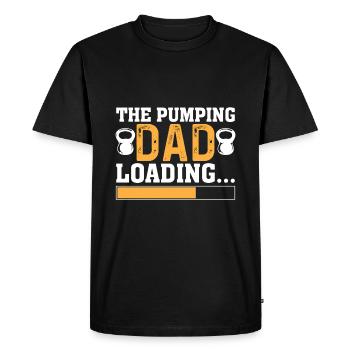 Le père pompage charge... - T-shirt Premium bio Homme - noir - Devant - Nico (187cm)
