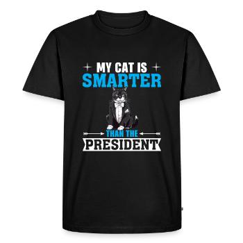 Mon chat est plus intelligent que le président - T-shirt Premium bio Homme - noir - Devant - Nico (187cm)
