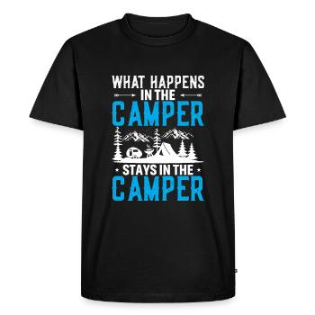 Ce qui se passe dans le camping-car reste dans le camping-car - T-shirt Premium bio Homme - noir - Devant - Nico (187cm)