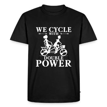 Nous pédalons avec une double puissance - T-shirt Premium bio Homme - noir - Devant - Nico (187cm)