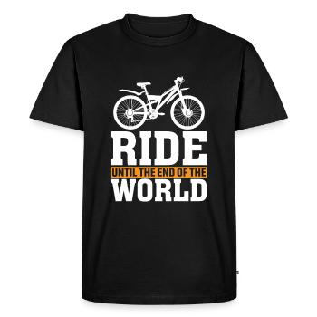 Cycling to the end of the world - Men's Premium Organic T-Shirt - black - Front - Nico (187cm)