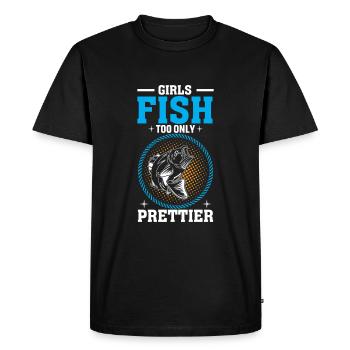 Les filles pêchent aussi, mais en plus joli - T-shirt Premium bio Homme - noir - Devant - Nico (187cm)