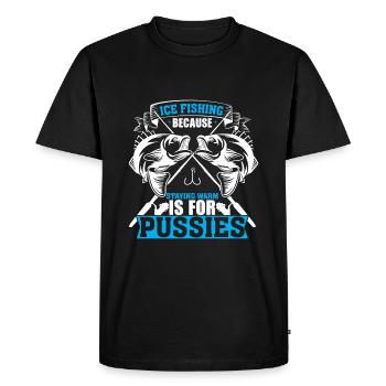 La pêche blanche, parce que rester au chaud, c’est pour les mauviettes - T-shirt Premium bio Homme - noir - Devant - Nico (187cm)