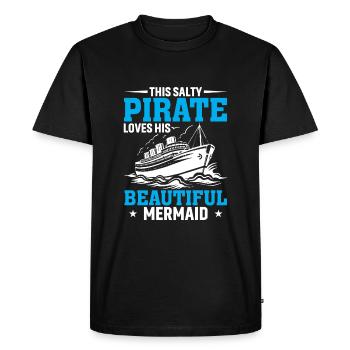 Ce pirate salé aime sa belle sirène - T-shirt Premium bio Homme - noir - Devant - Nico (187cm)