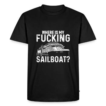 Où est mon de voilier ? - T-shirt Premium bio Homme - noir - Devant - Nico (187cm)