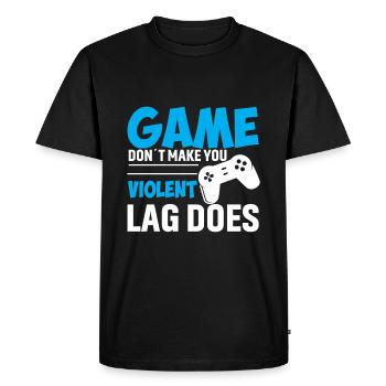 The game doesn't make you violent The Lag - Men's Premium Organic T-Shirt - black - Front - Nico (187cm)
