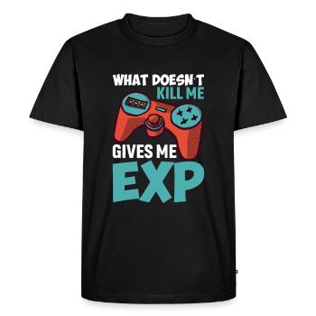 What doesn't kill me gives me exp - Men's Premium Organic T-Shirt - black - Front - Nico (187cm)