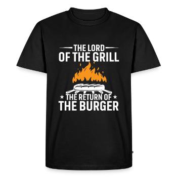 Le Seigneur du Grill Le Retour du Burger - T-shirt Premium bio Homme - noir - Devant - Nico (187cm)