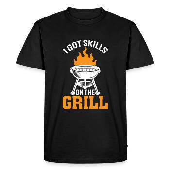 J’ai des compétences sur le gril - T-shirt Premium bio Homme - noir - Devant - Nico (187cm)
