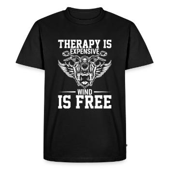 La thérapie coûte cher, le vent est gratuit - T-shirt Premium bio Homme - noir - Devant - Nico (187cm)