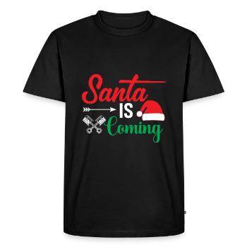 Le Père Noël arrive - T-shirt Premium bio Homme - noir - Devant - Nico (187cm)