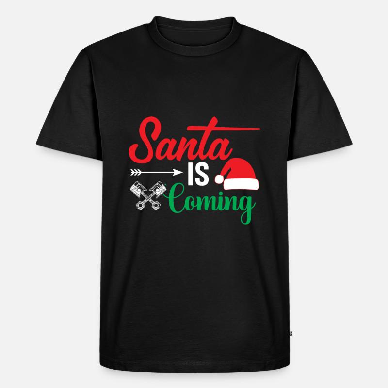 Der Weihnachtsmann Kommt - Männer Premium Bio T-Shirt - Schwarz