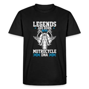 Les légendes naissent avec l’ADN de la moto - T-shirt Premium bio Homme - noir - Devant - Nico (187cm)