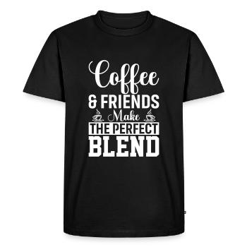 Le café et les amis sont le mélange parfait - T-shirt Premium bio Homme - noir - Devant - Nico (187cm)