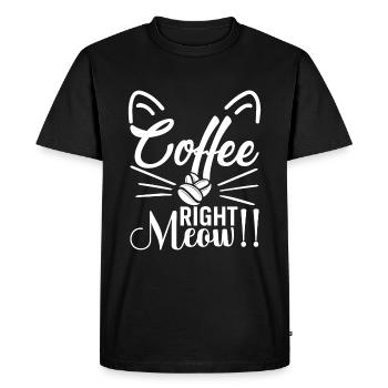 Café... Exactement miaou !! - T-shirt Premium bio Homme - noir - Devant - Nico (187cm)