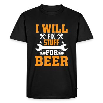 I fix stuff for beer - Men's Premium Organic T-Shirt - black - Front - Nico (187cm)