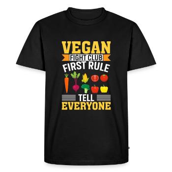 Première règle du Vegan Fight Club : Dites-le à tout le monde - T-shirt Premium bio Homme - noir - Devant - Nico (187cm)