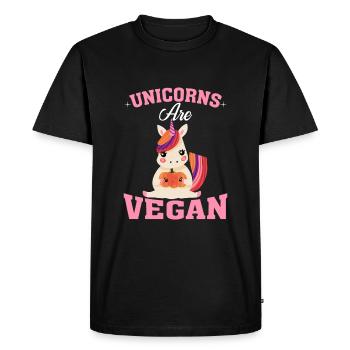 Les licornes sont végétaliennes - T-shirt Premium bio Homme - noir - Devant - Nico (187cm)