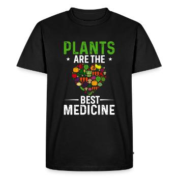 Plants are the best medicine - Men's Premium Organic T-Shirt - black - Front - Nico (187cm)