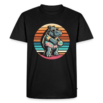Volley-ball hippopotame - T-shirt Premium bio Homme - noir - Devant - Nico (187cm)