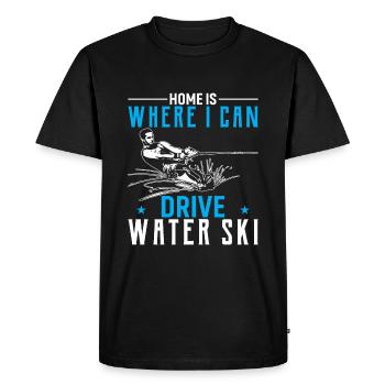 À la maison, je suis là où je peux faire du ski nautique - T-shirt Premium bio Homme - noir - Devant - Nico (187cm)