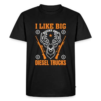 J’aime les gros sous et les camions diesel - T-shirt Premium bio Homme - noir - Devant - Nico (187cm)