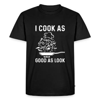 Je cuisine aussi bien que l’air - T-shirt Premium bio Homme - noir - Devant - Nico (187cm)